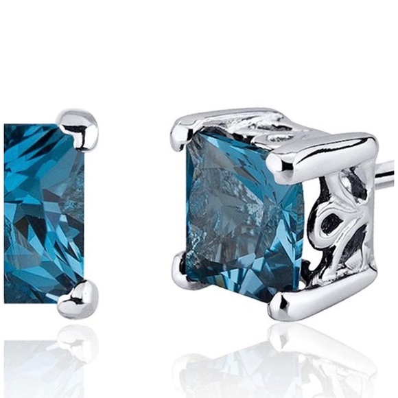 Natural 2.5 ct London Blue Topaz Earrings - Picture 3 of 11